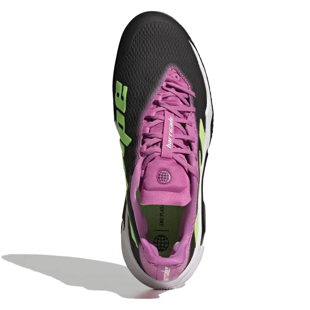 adidas Barricade Tennis Shoes (Mens) Carbon/Signal Green/Pulse Lilac