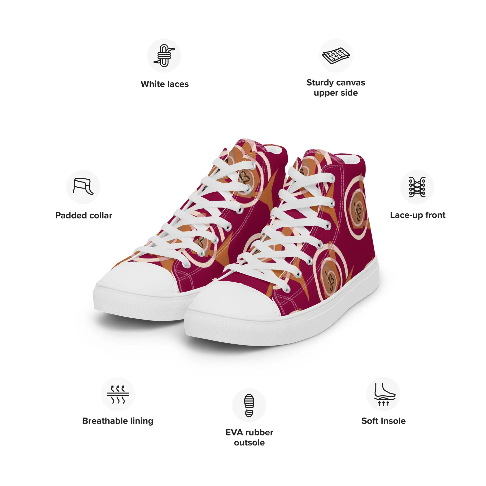AJBeneficial Women’s Magenta high top canvas shoes