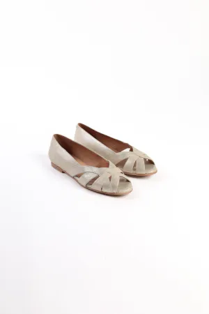 AMELIA GOLD - Peep-Toe Ballet Flats with Crossover Straps