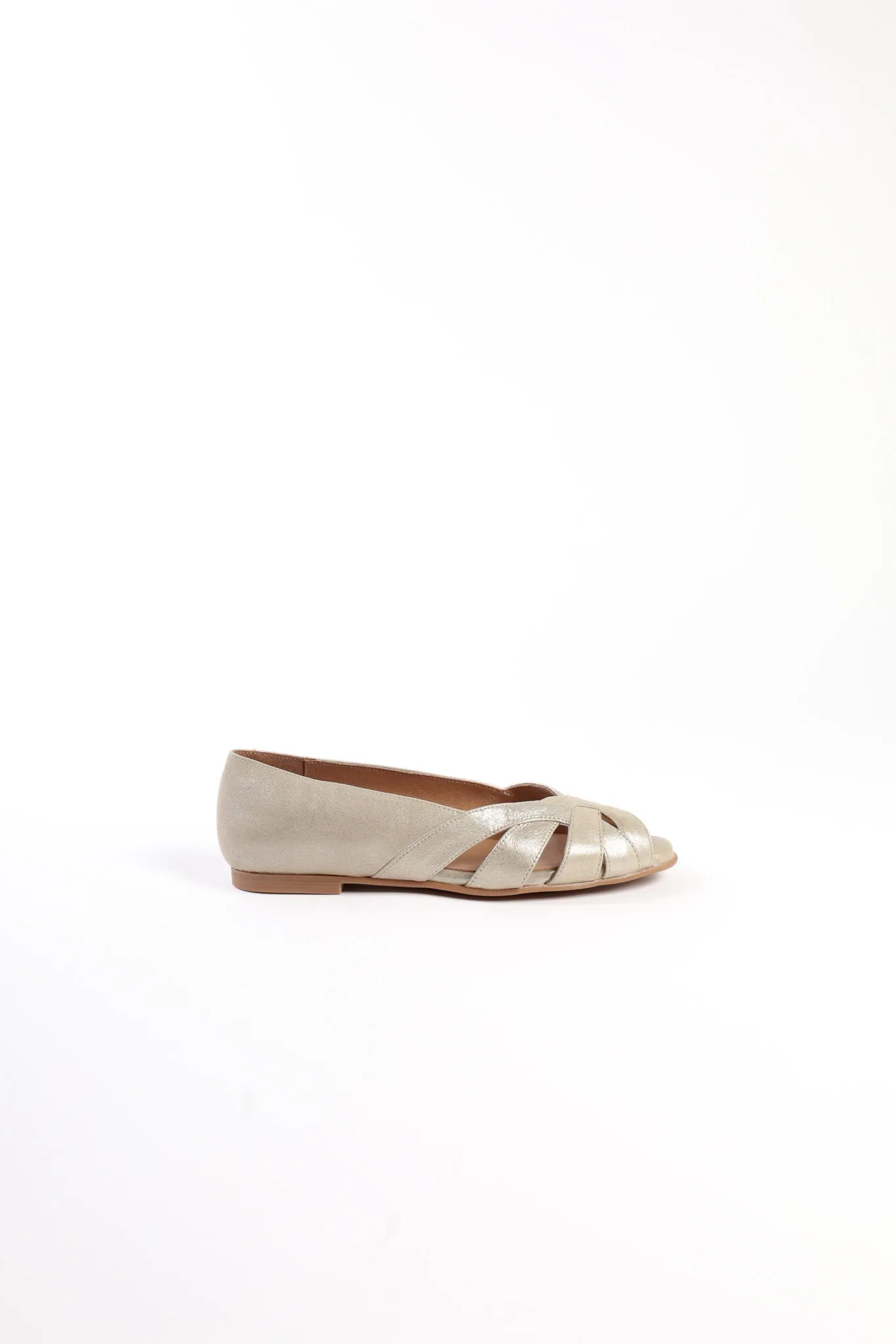 AMELIA GOLD - Peep-Toe Ballet Flats with Crossover Straps