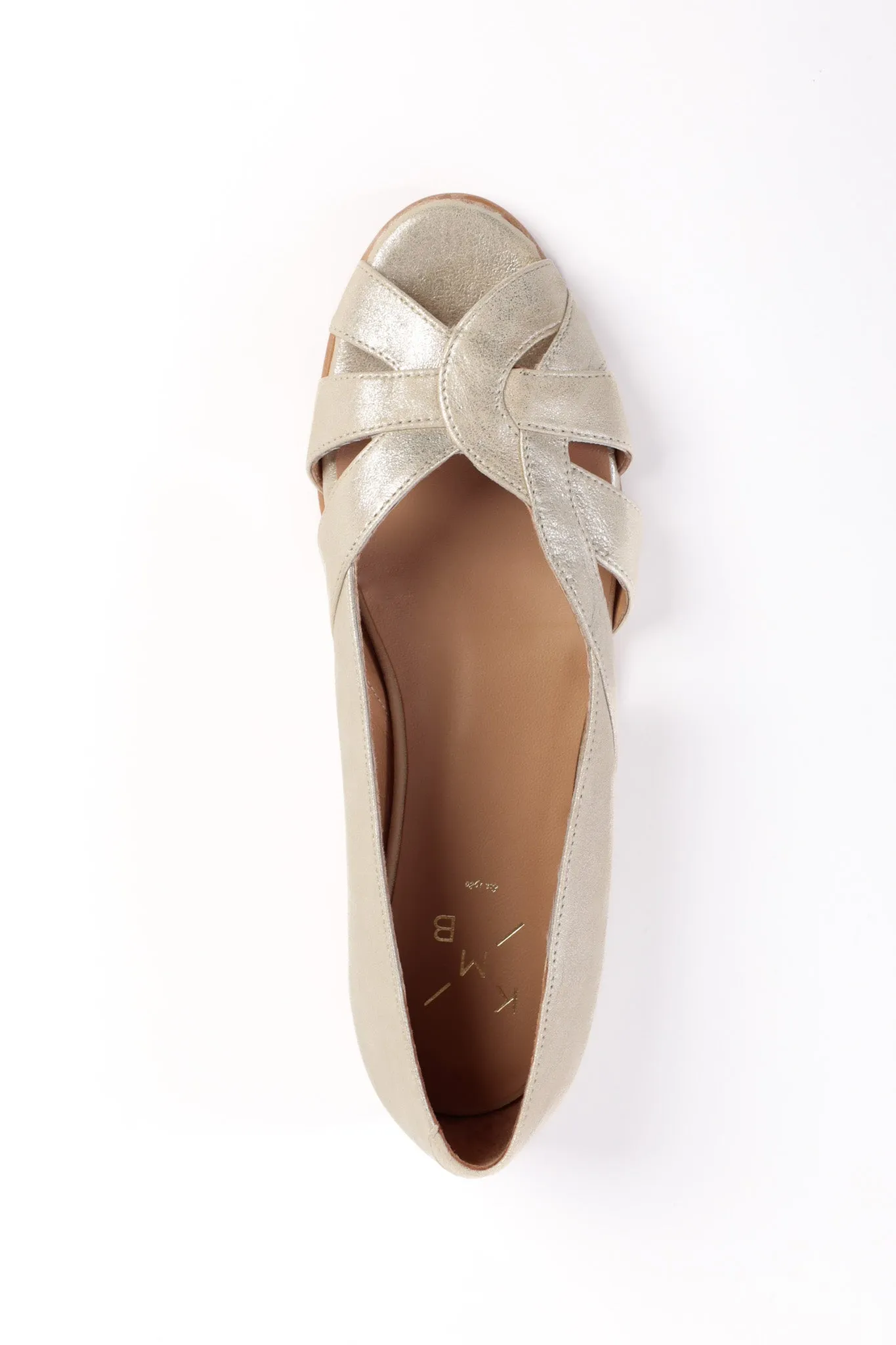 AMELIA GOLD - Peep-Toe Ballet Flats with Crossover Straps