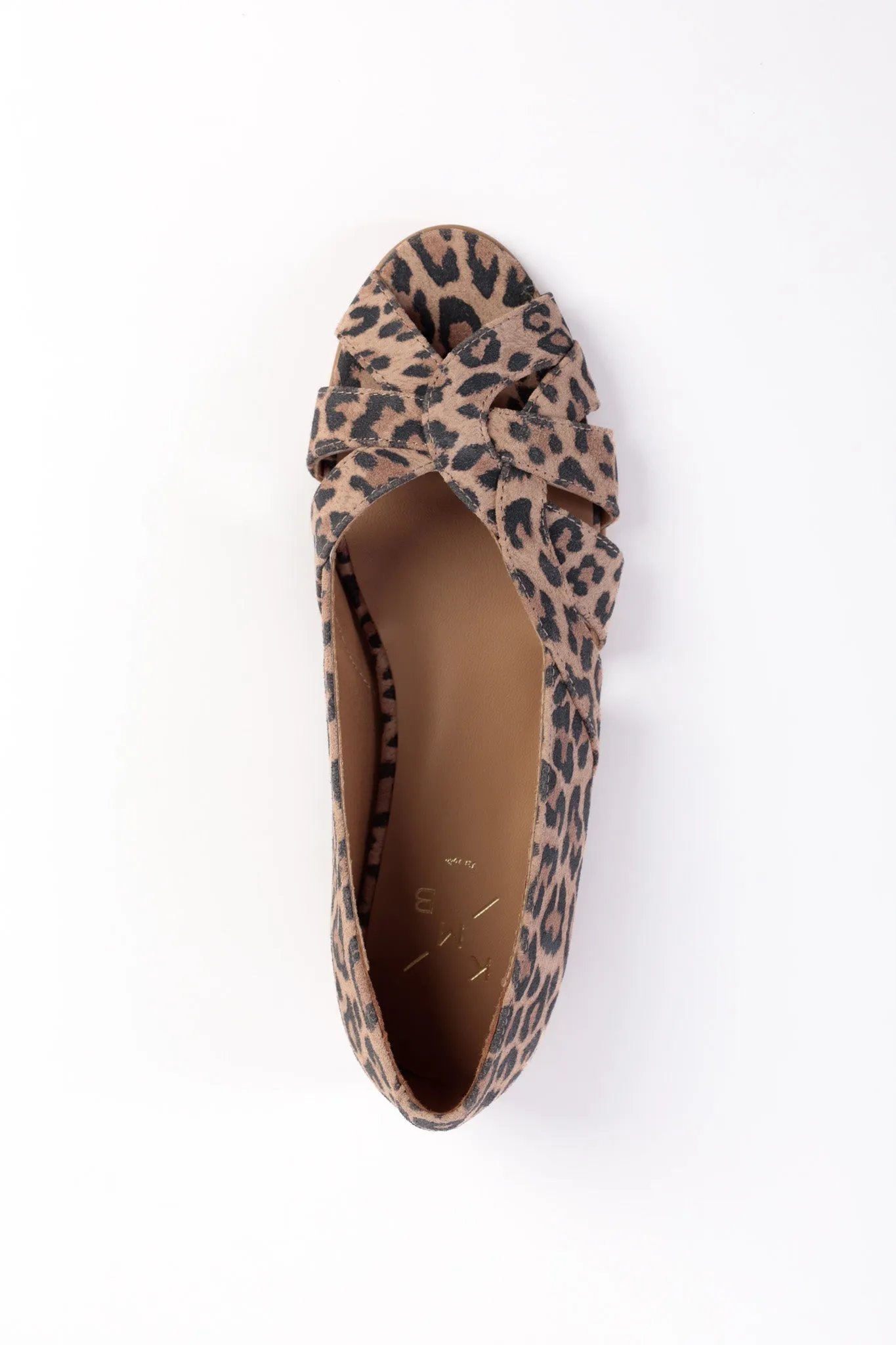 AMELIA LEOPARD - Peep-Toe Ballet Flats with Crossover Straps