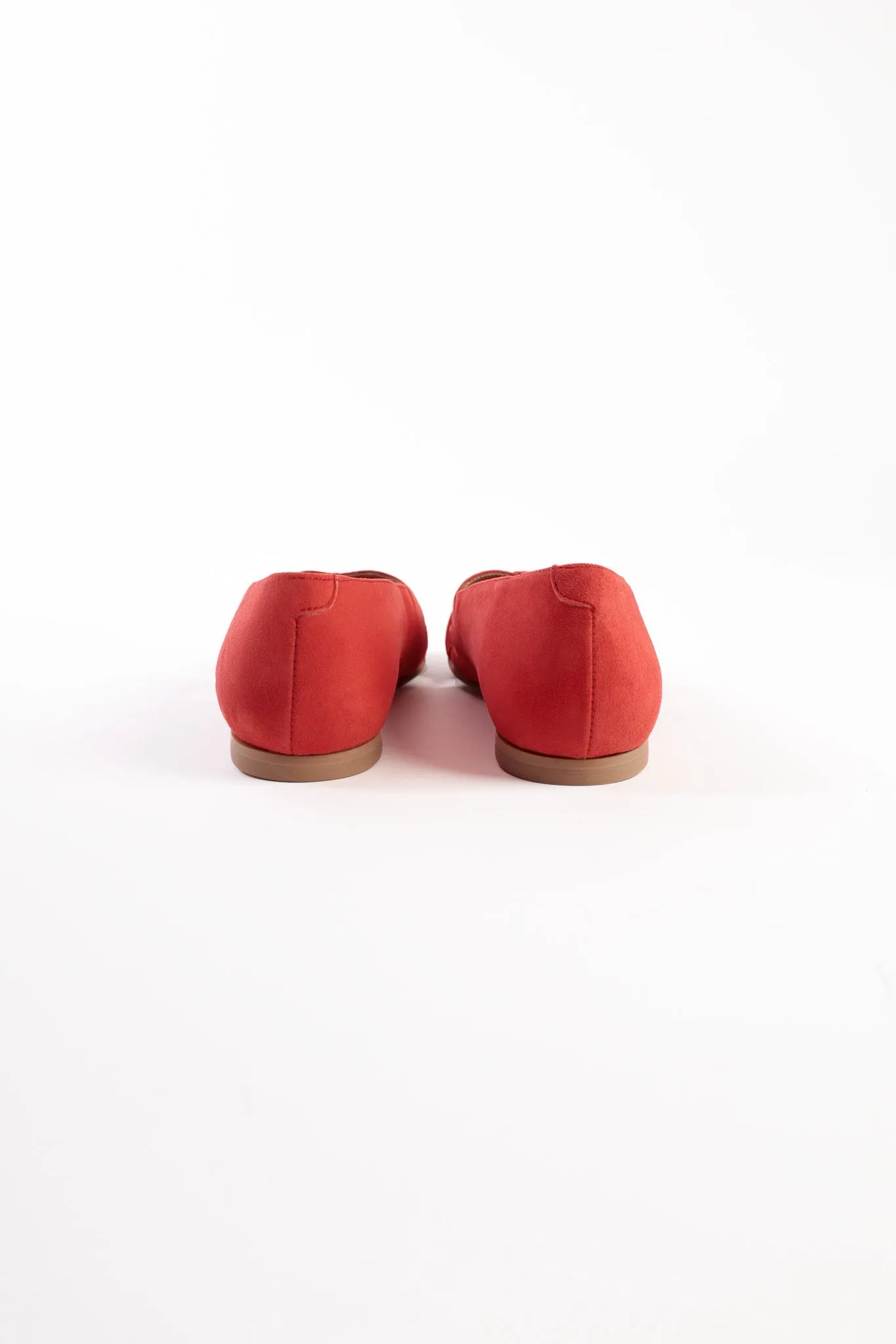 AMELIA RED - Peep-Toe Ballet Flats with Crossover Straps