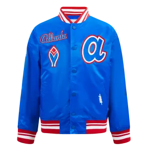 ATLANTA BRAVES RETRO CLASSIC BIG BOYS RIB SATIN JACKET (ROYAL BLUE/RED)