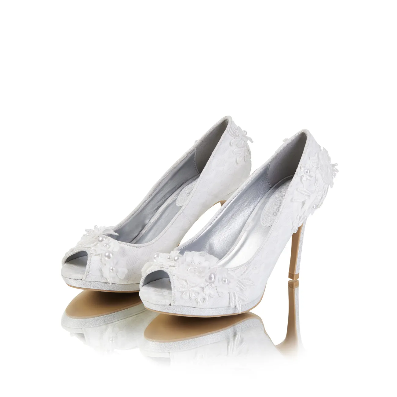 Bianca Ivory Pearl Detail Peeptoe Bridal Shoes & Matching Riga Bag by Ruby Shoo