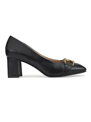 Black Embellished Block Heels