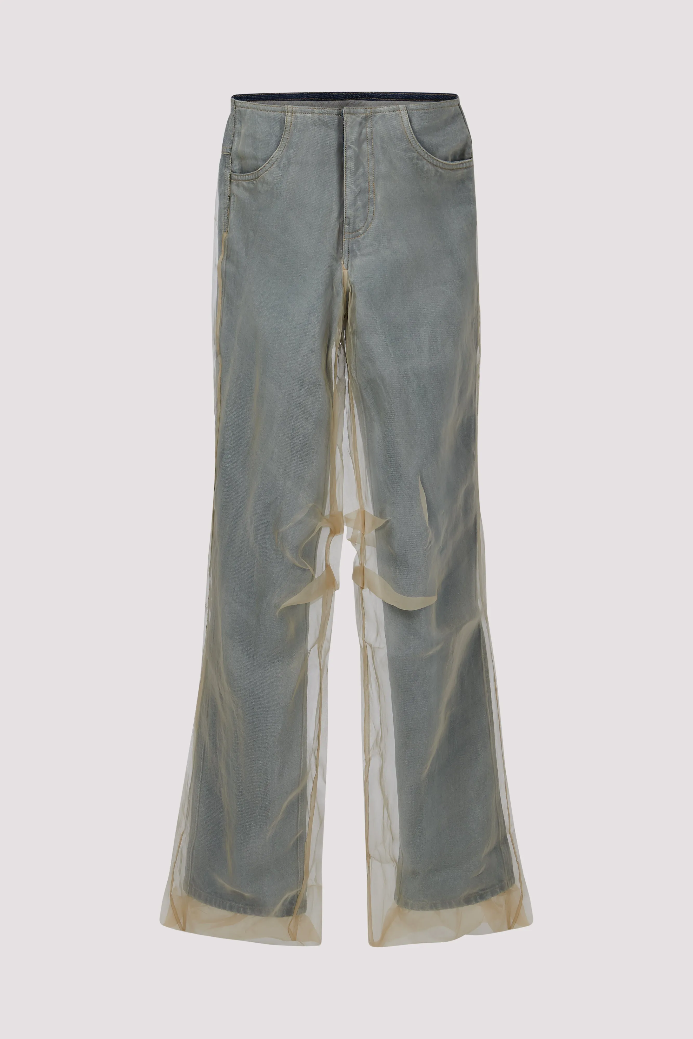 Blue Silk Parchment Jeans