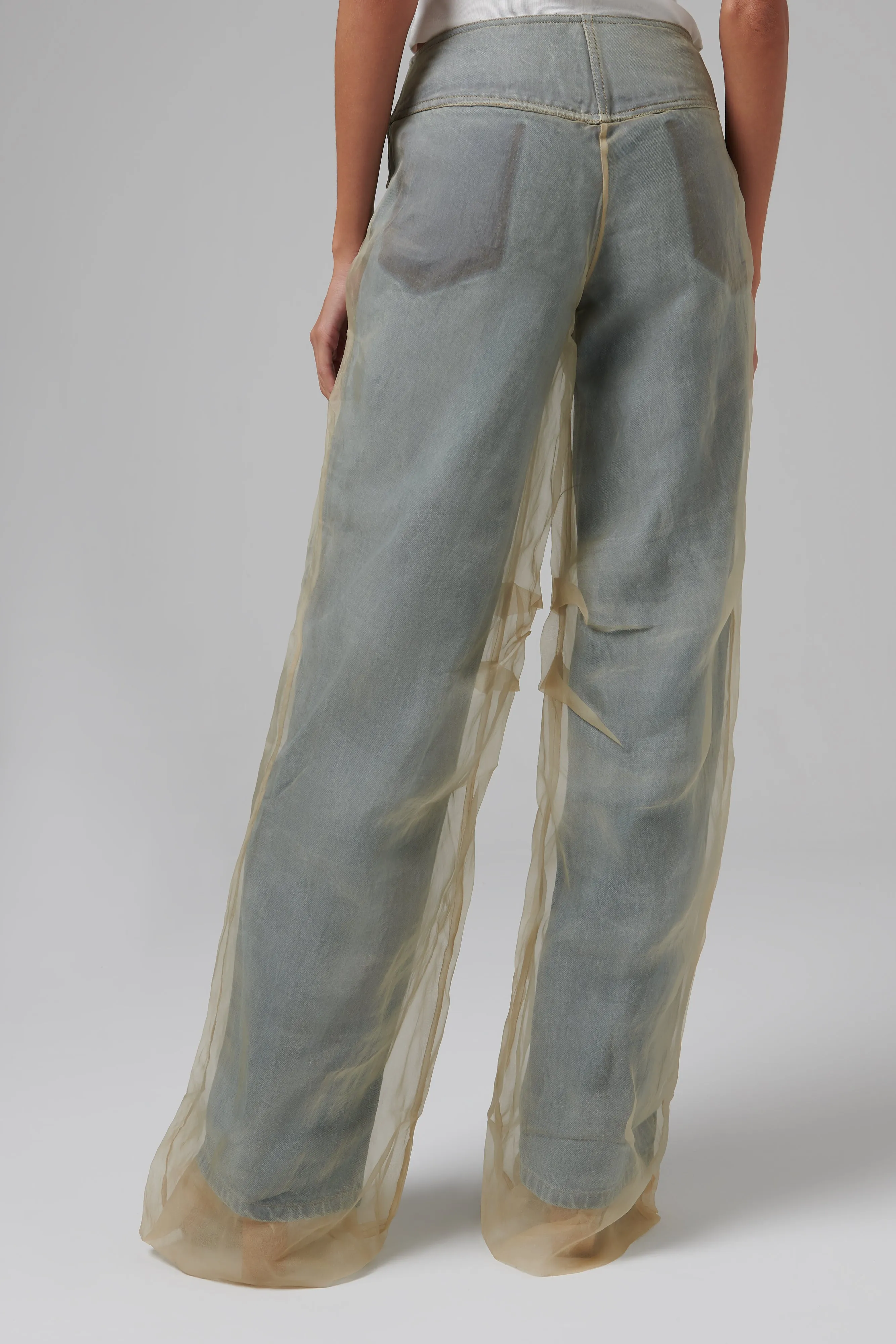 Blue Silk Parchment Jeans