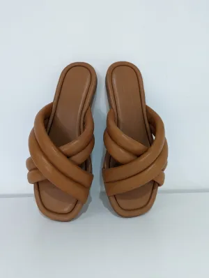 Brown Leather Padded Sandals