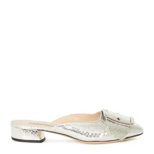 Casadei - Leather buckle-toe mules 20mm silver