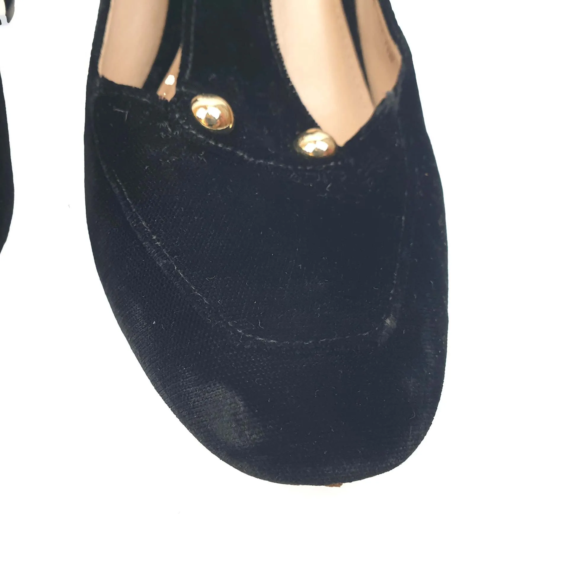 Cole Haan black velvet tee bar style heels size 7.5