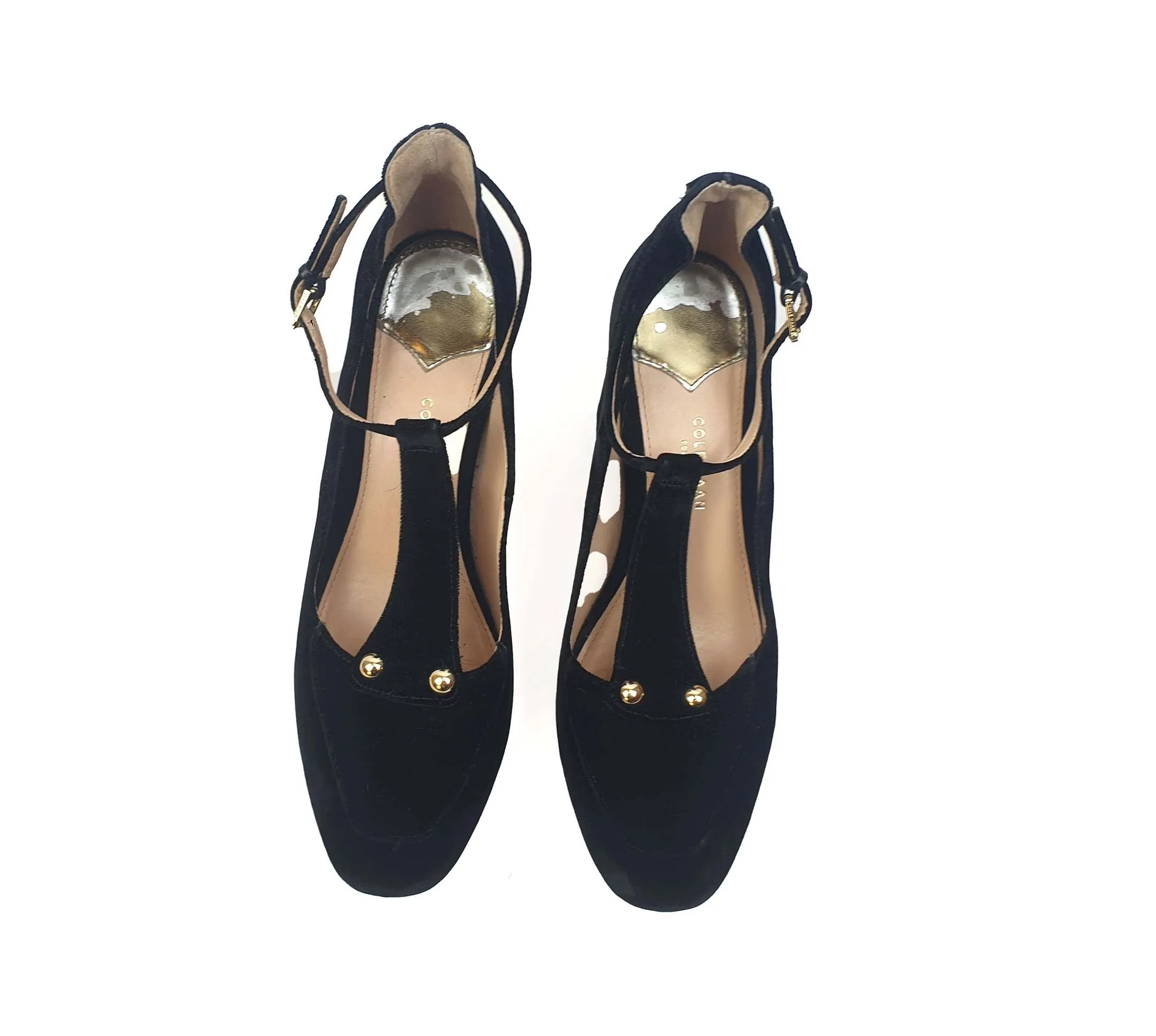 Cole Haan black velvet tee bar style heels size 7.5