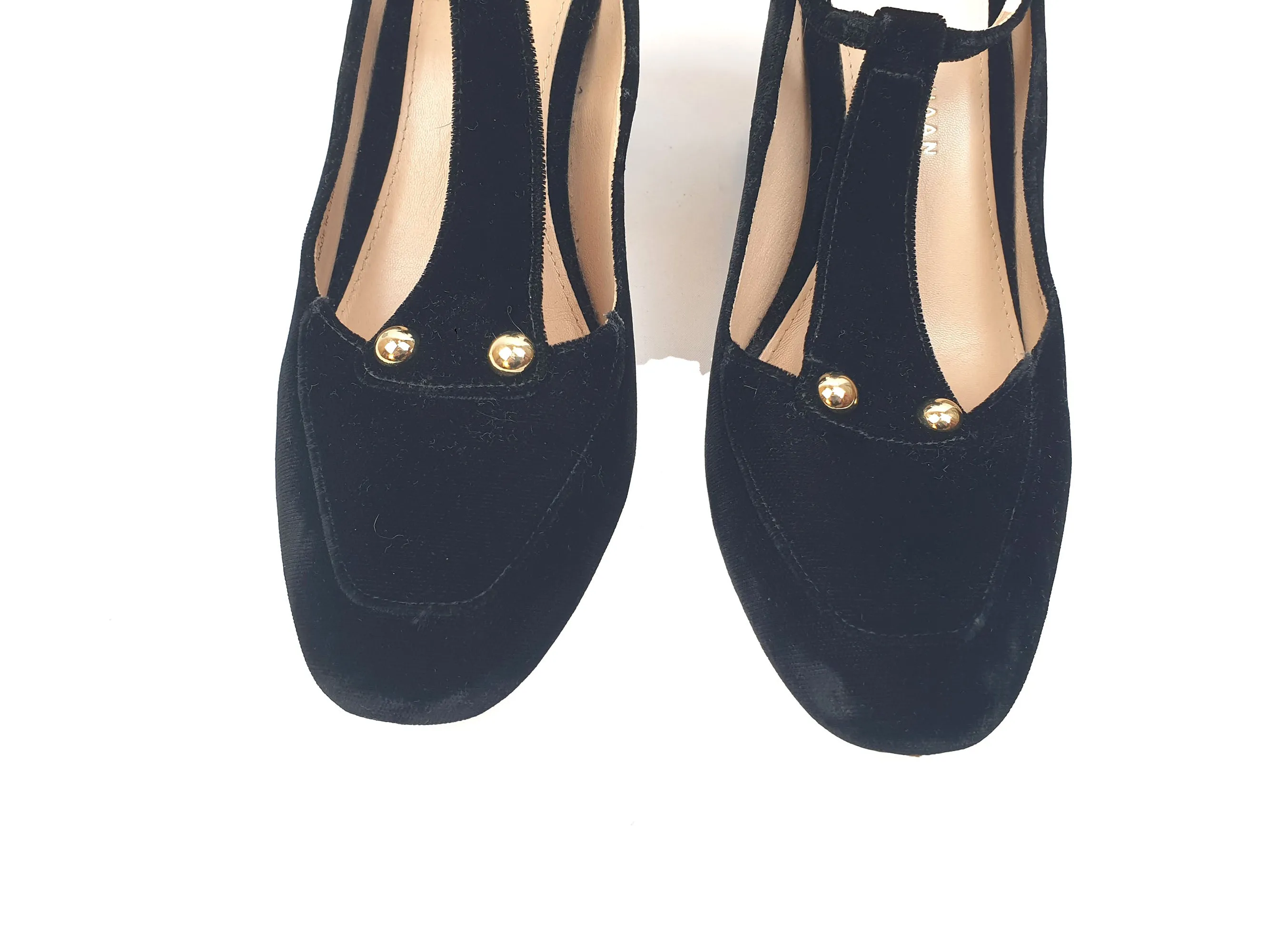 Cole Haan black velvet tee bar style heels size 7.5
