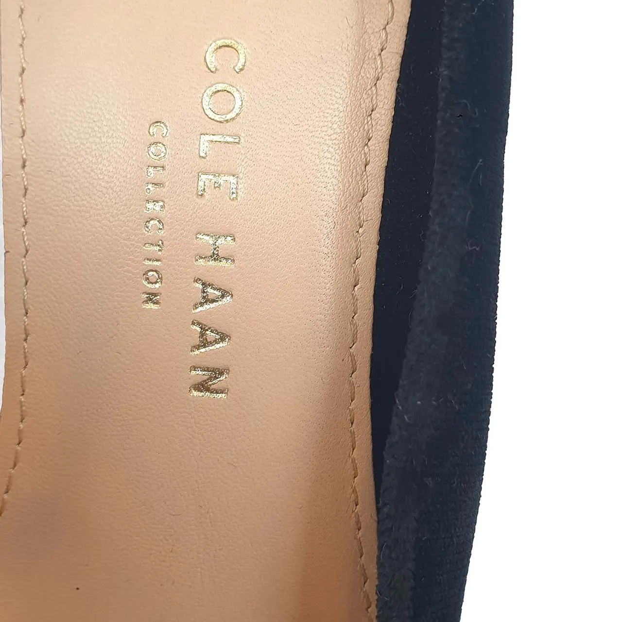 Cole Haan black velvet tee bar style heels size 7.5