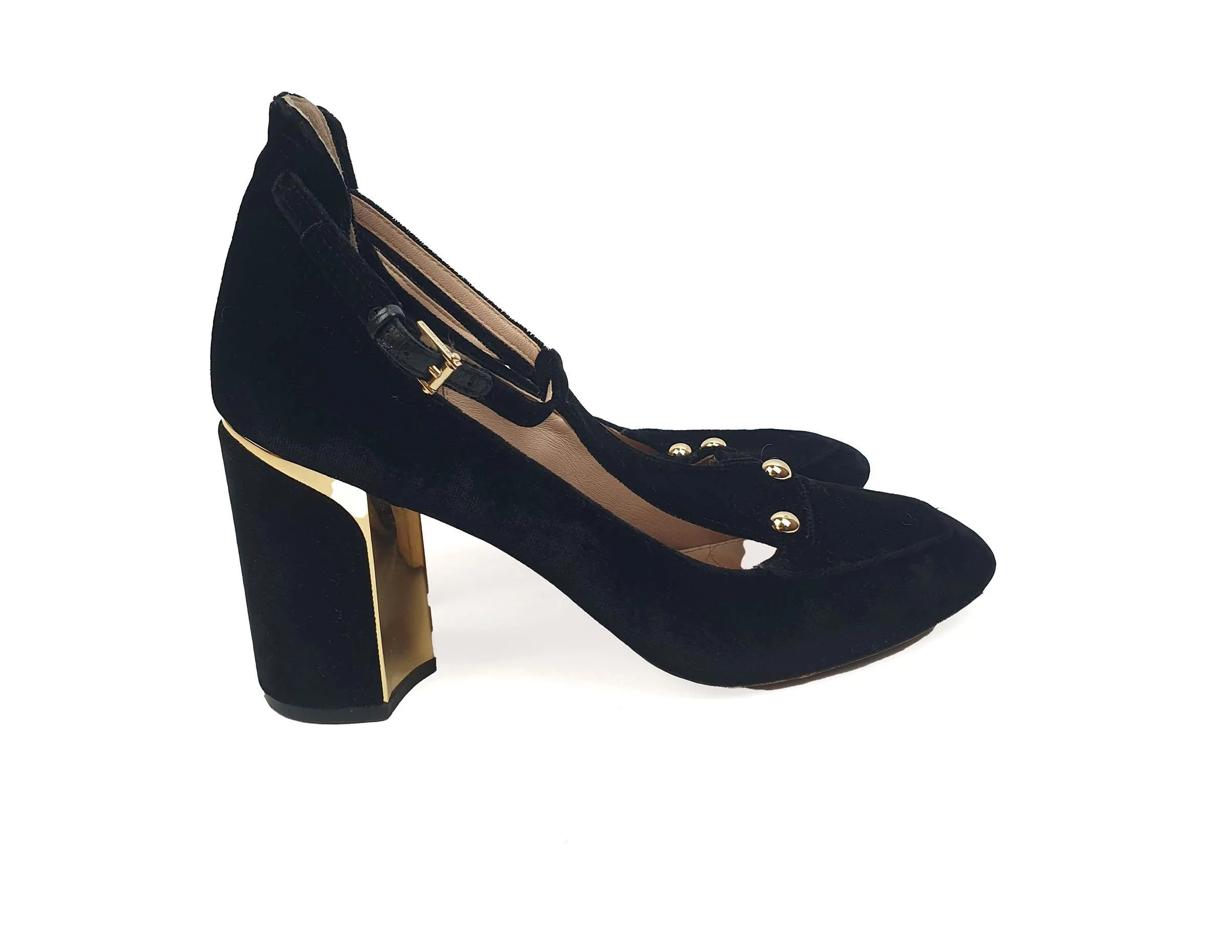 Cole Haan black velvet tee bar style heels size 7.5