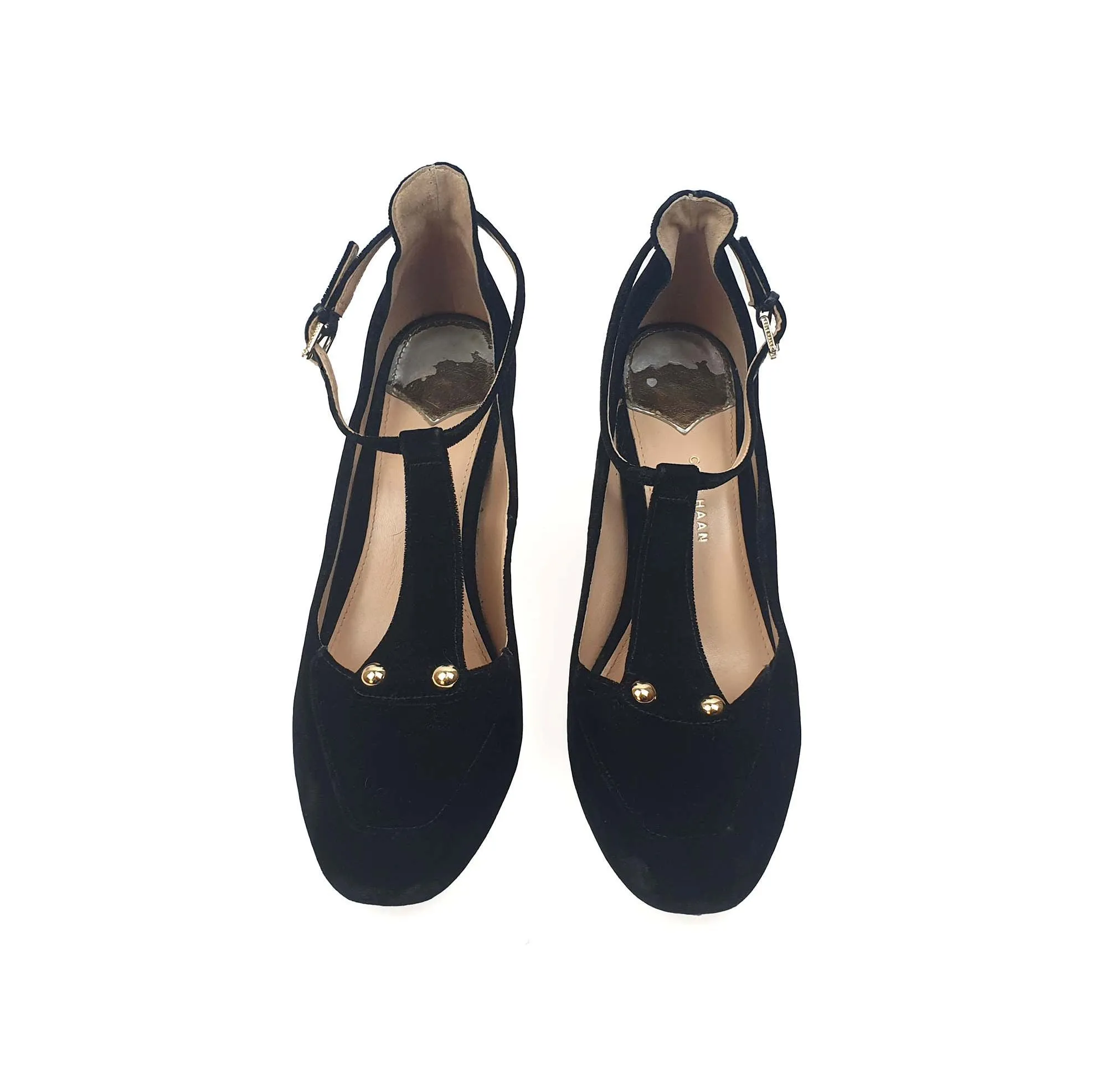 Cole Haan black velvet tee bar style heels size 7.5