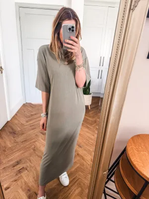 Fine Ribbed T Shirt Midi Dress