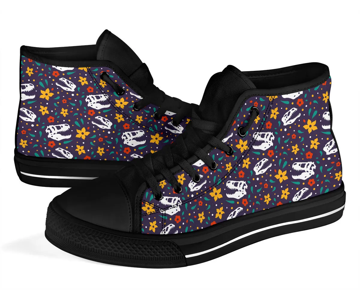 Flower Dinosaurs - Women's Dinosaur High Top Shoes