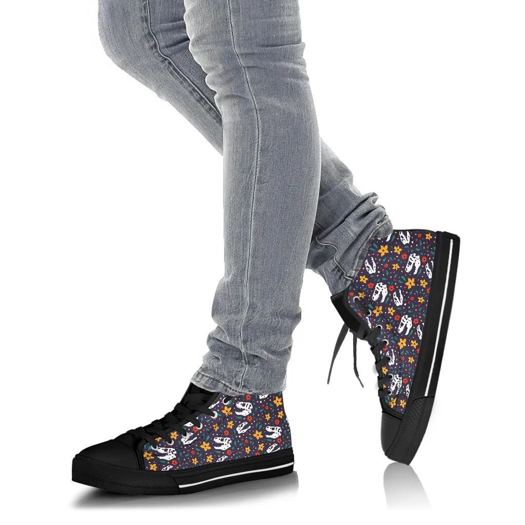 Flower Dinosaurs - Women's Dinosaur High Top Shoes