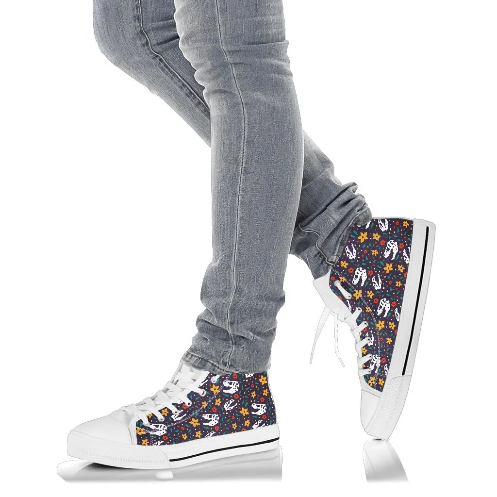 Flower Dinosaurs - Women's Dinosaur High Top Shoes