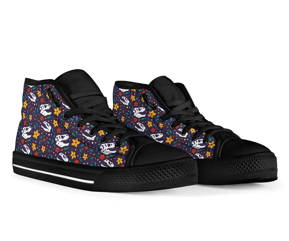 Flower Dinosaurs - Women's Dinosaur High Top Shoes