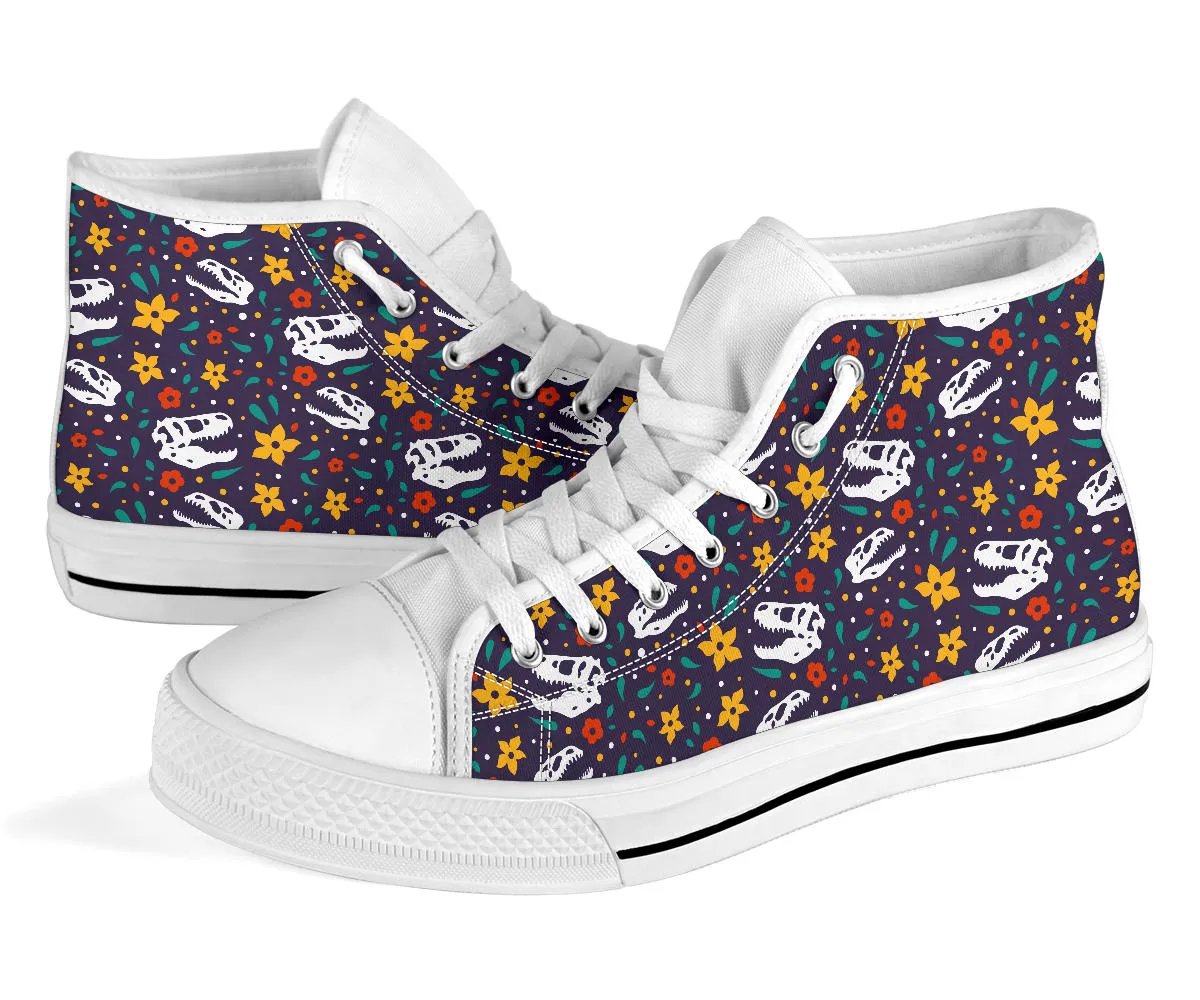 Flower Dinosaurs - Women's Dinosaur High Top Shoes