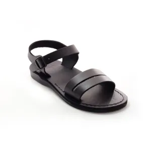 Genesis - Men black leather sandal with ankle strap