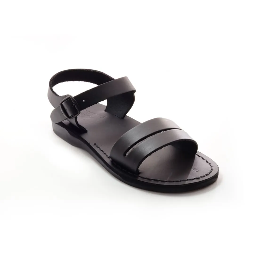 Genesis - Men black leather sandal with ankle strap