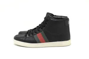 Gucci Men's Black Perforated Leather High Tops Sneakers Size 7.5