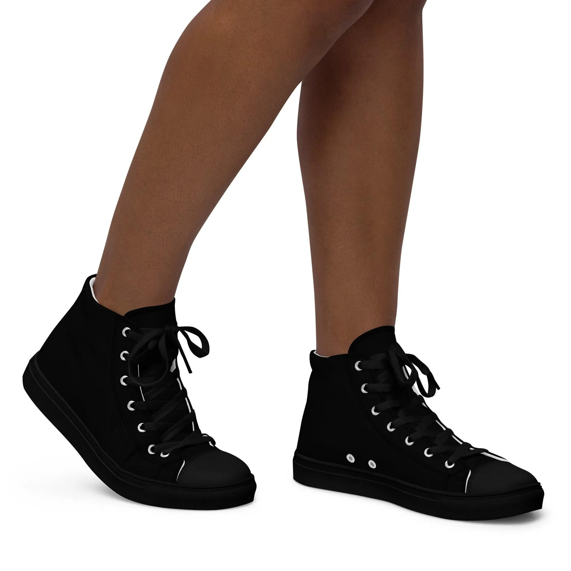 iSAW Womens Black / Black White High-Top Canvas Shoes