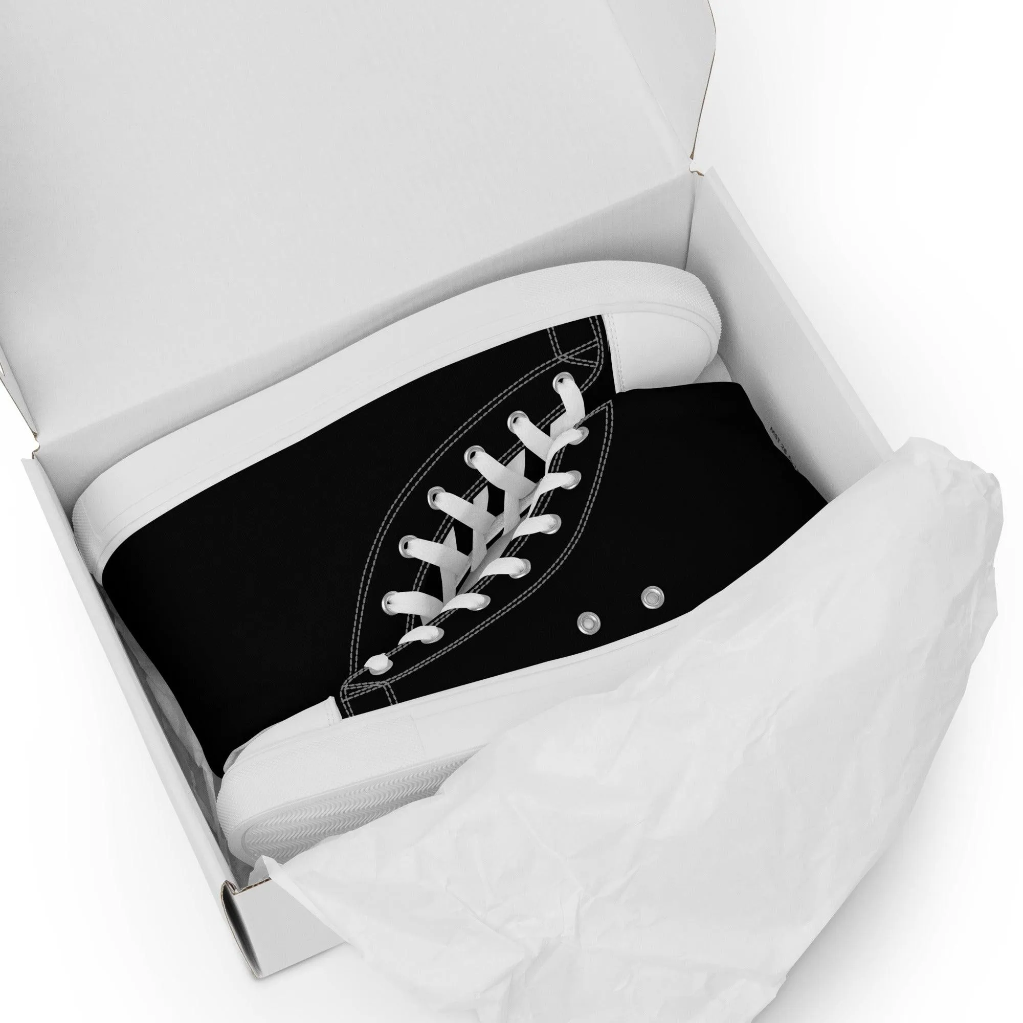 iSAW Womens Black / Black White High-Top Canvas Shoes