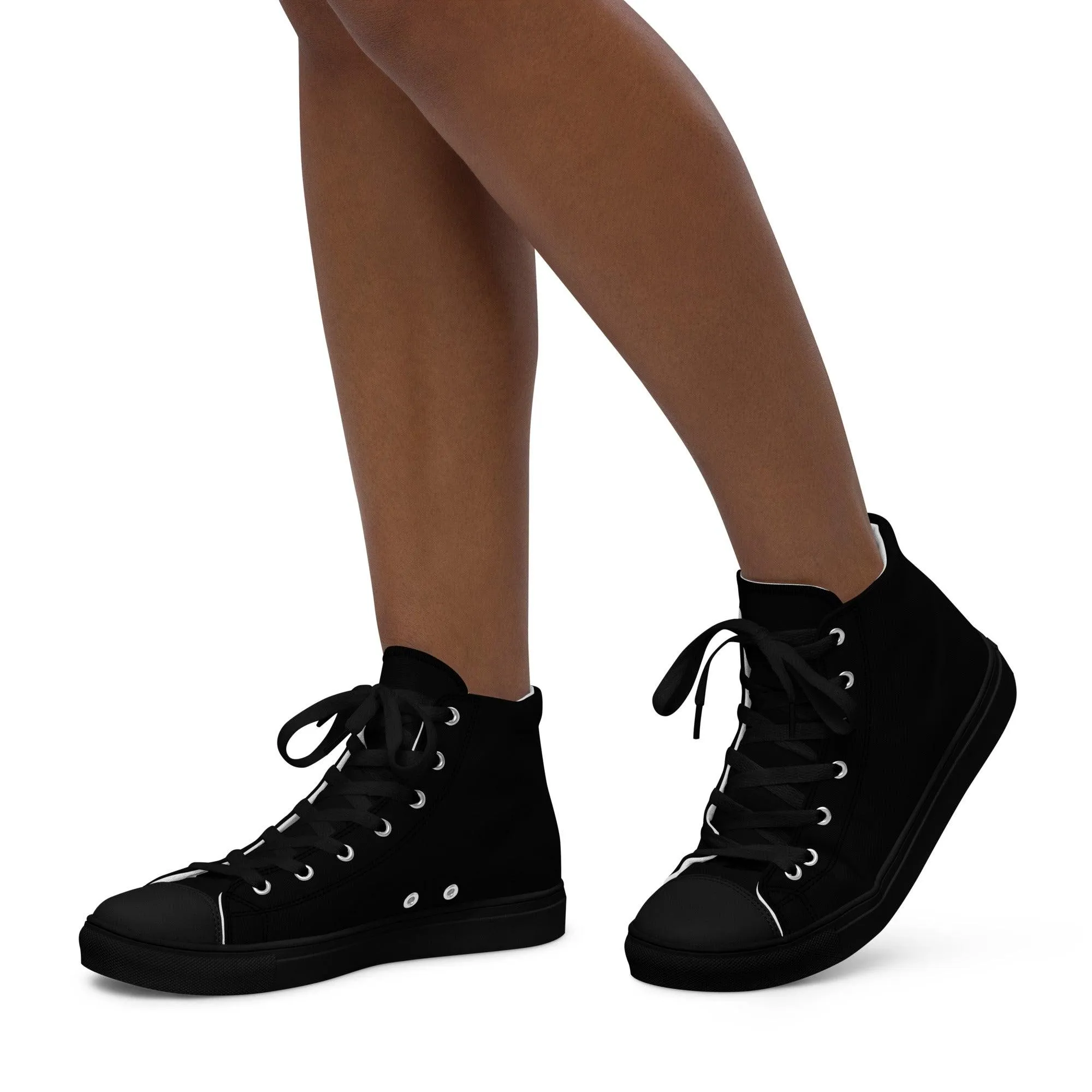 iSAW Womens Black / Black White High-Top Canvas Shoes