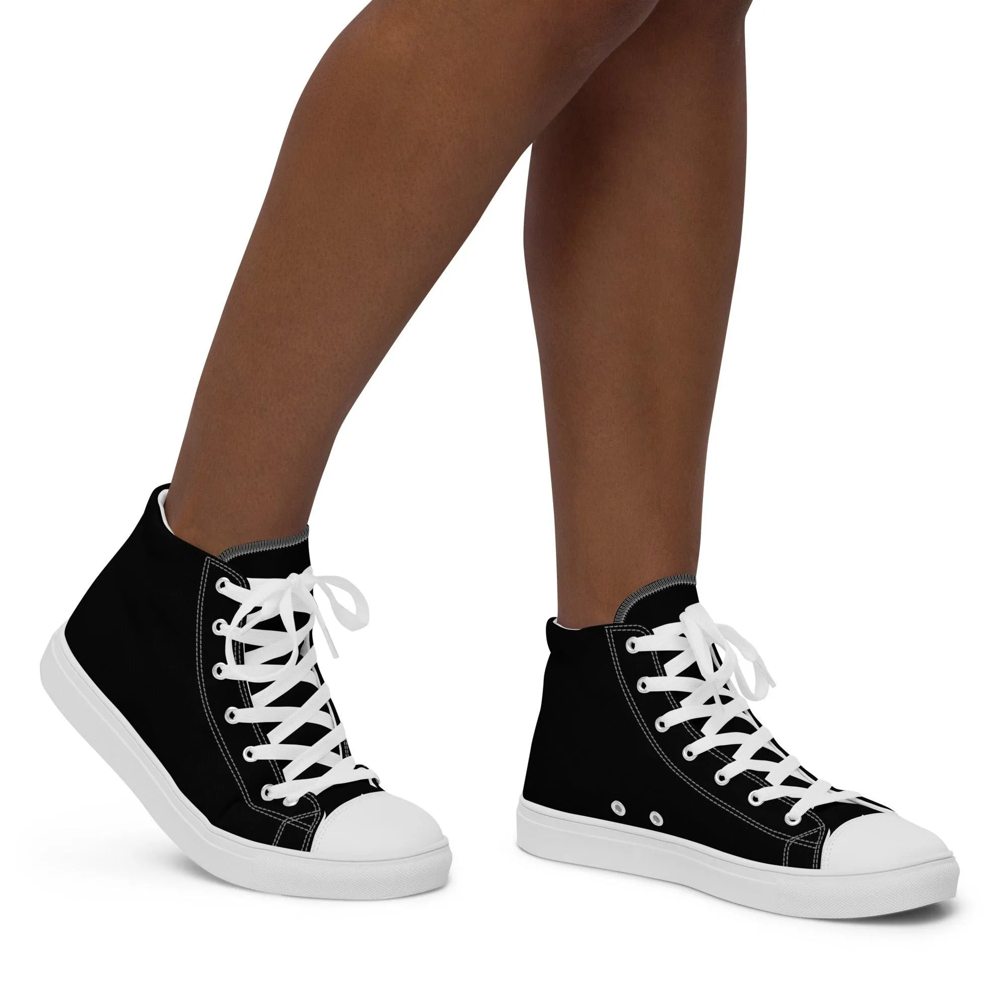 iSAW Womens Black / Black White High-Top Canvas Shoes
