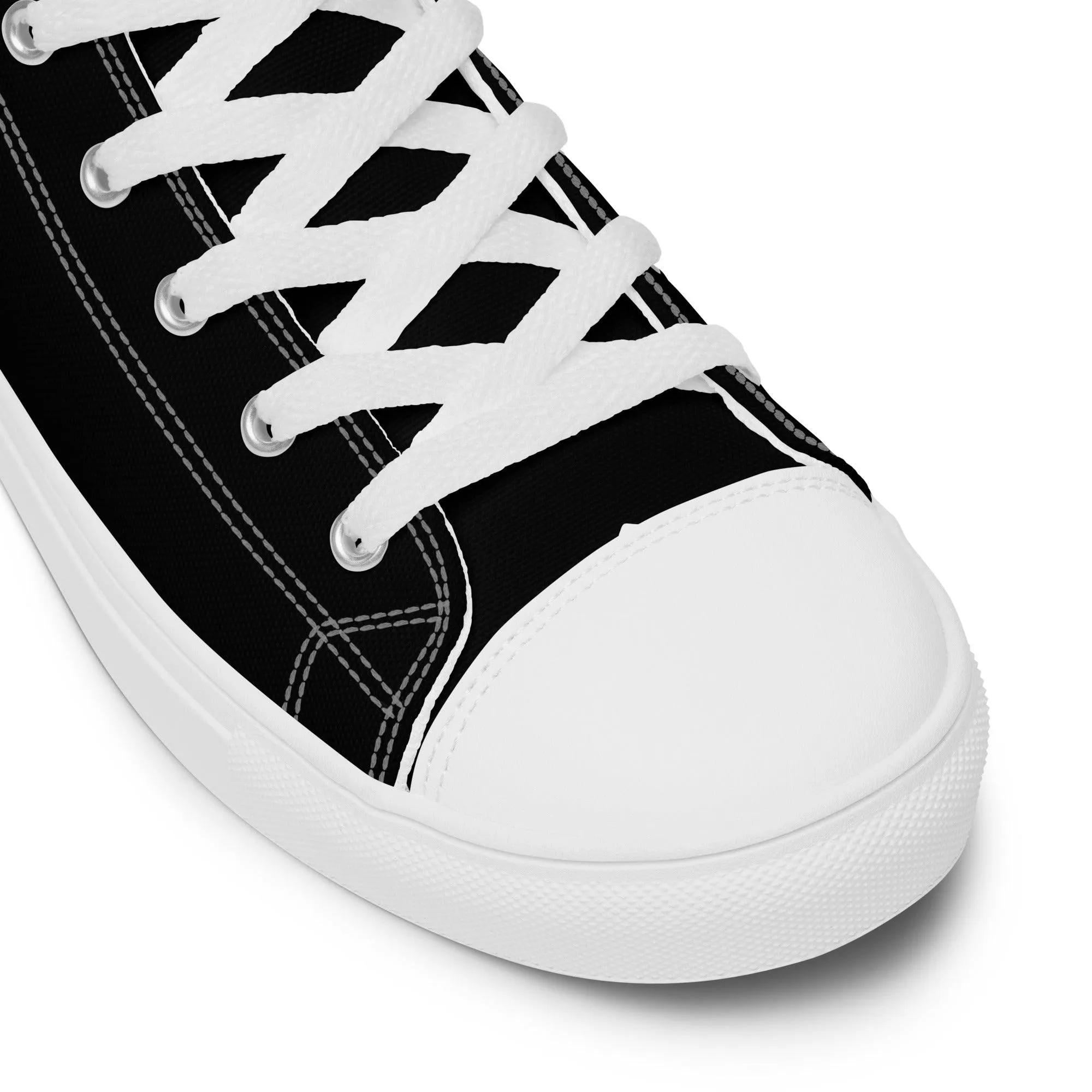 iSAW Womens Black / Black White High-Top Canvas Shoes