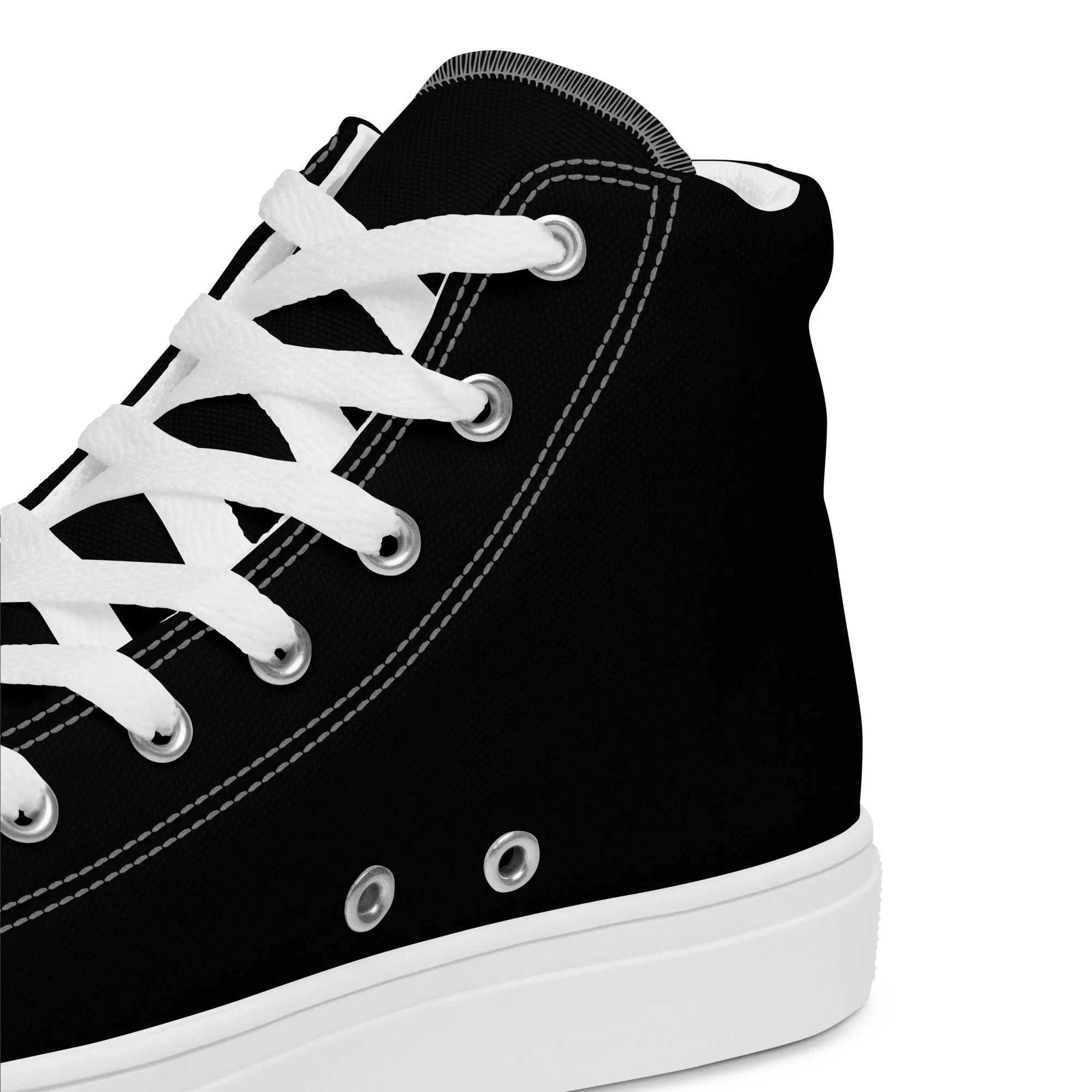 iSAW Womens Black / Black White High-Top Canvas Shoes