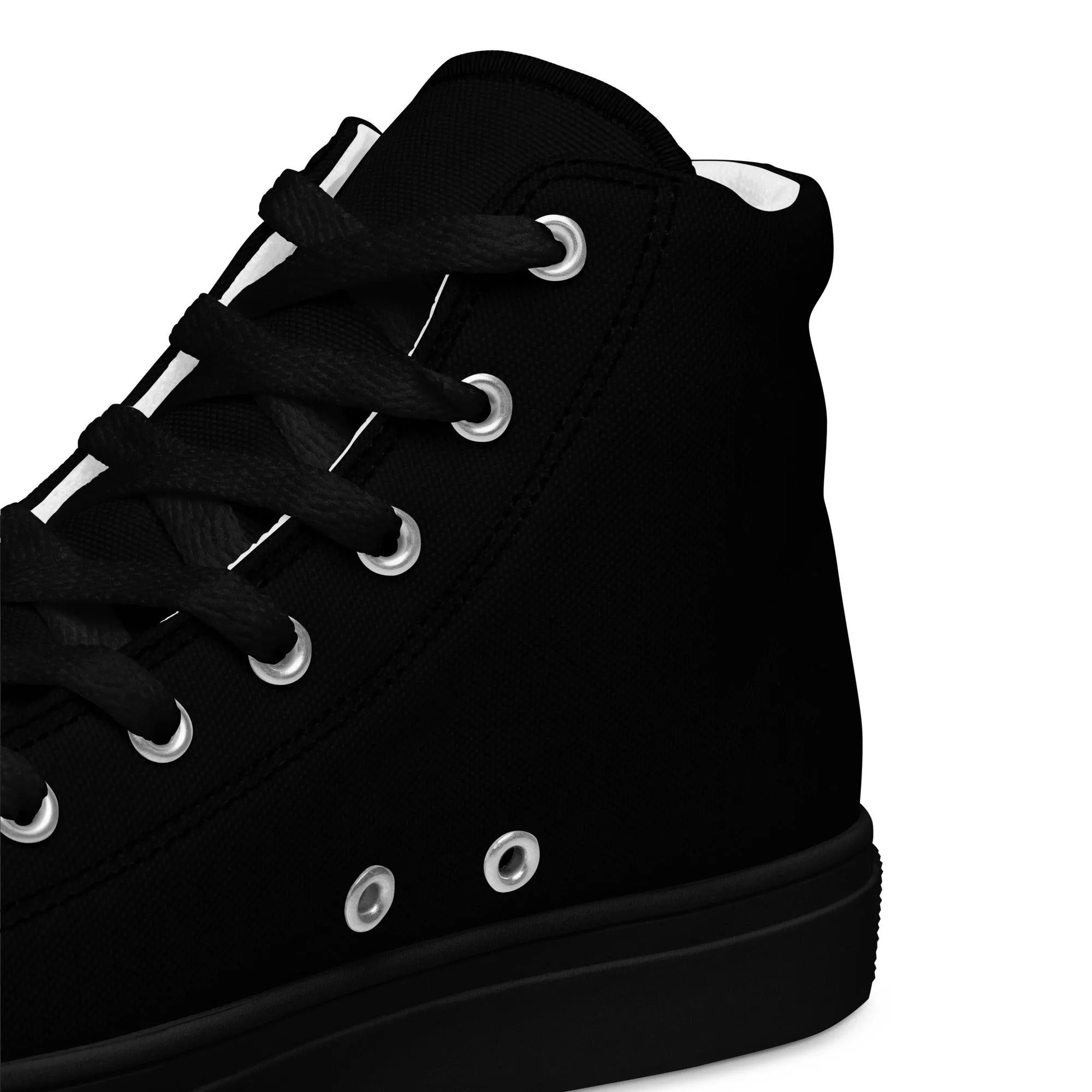 iSAW Womens Black / Black White High-Top Canvas Shoes