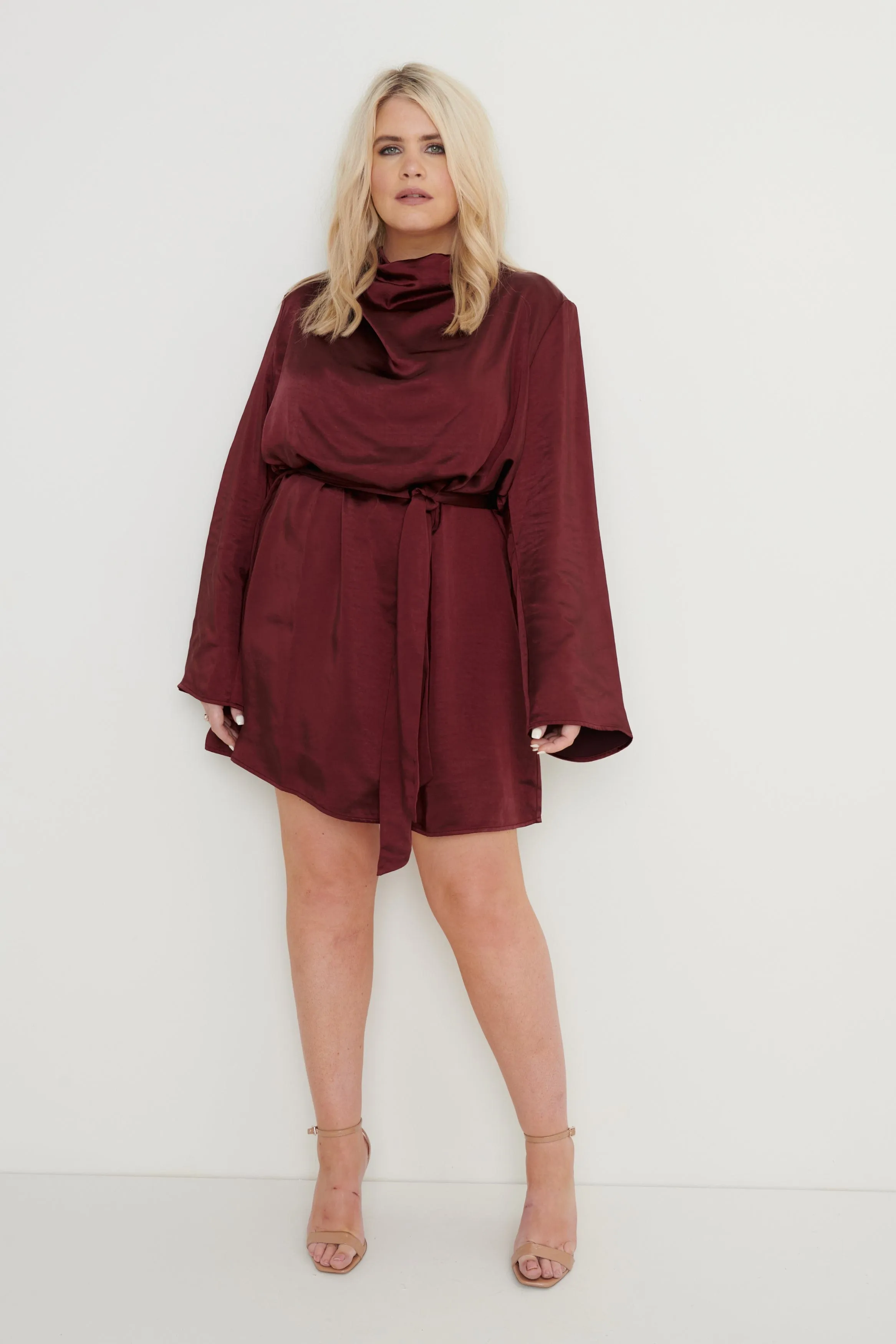 Jayda Cowl Neck Dress - Wine