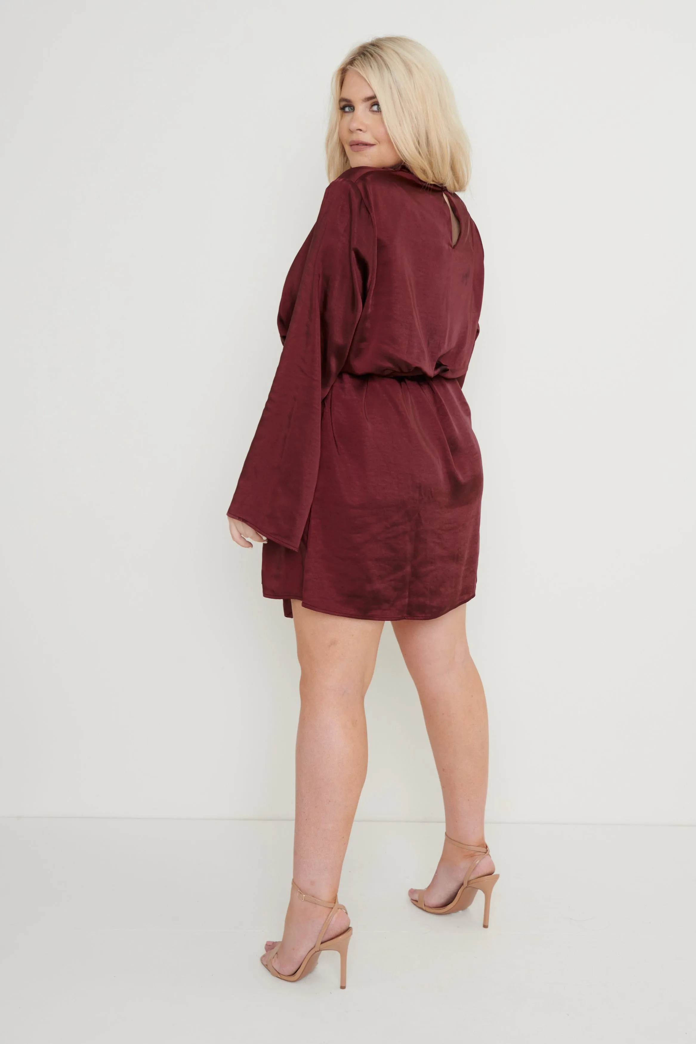 Jayda Cowl Neck Dress - Wine