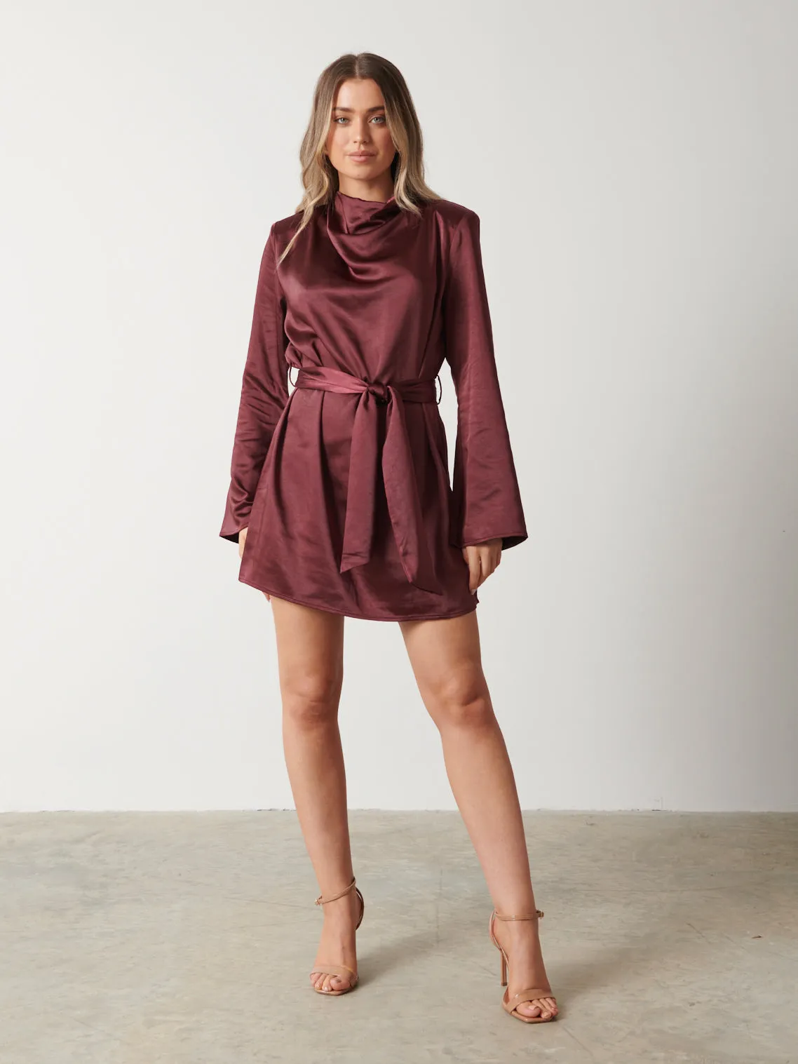 Jayda Cowl Neck Dress - Wine