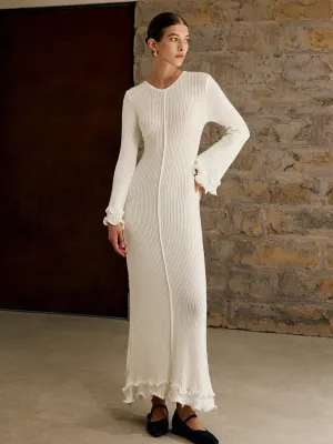Luna Piping Ruffle Drawstring Knit Dress