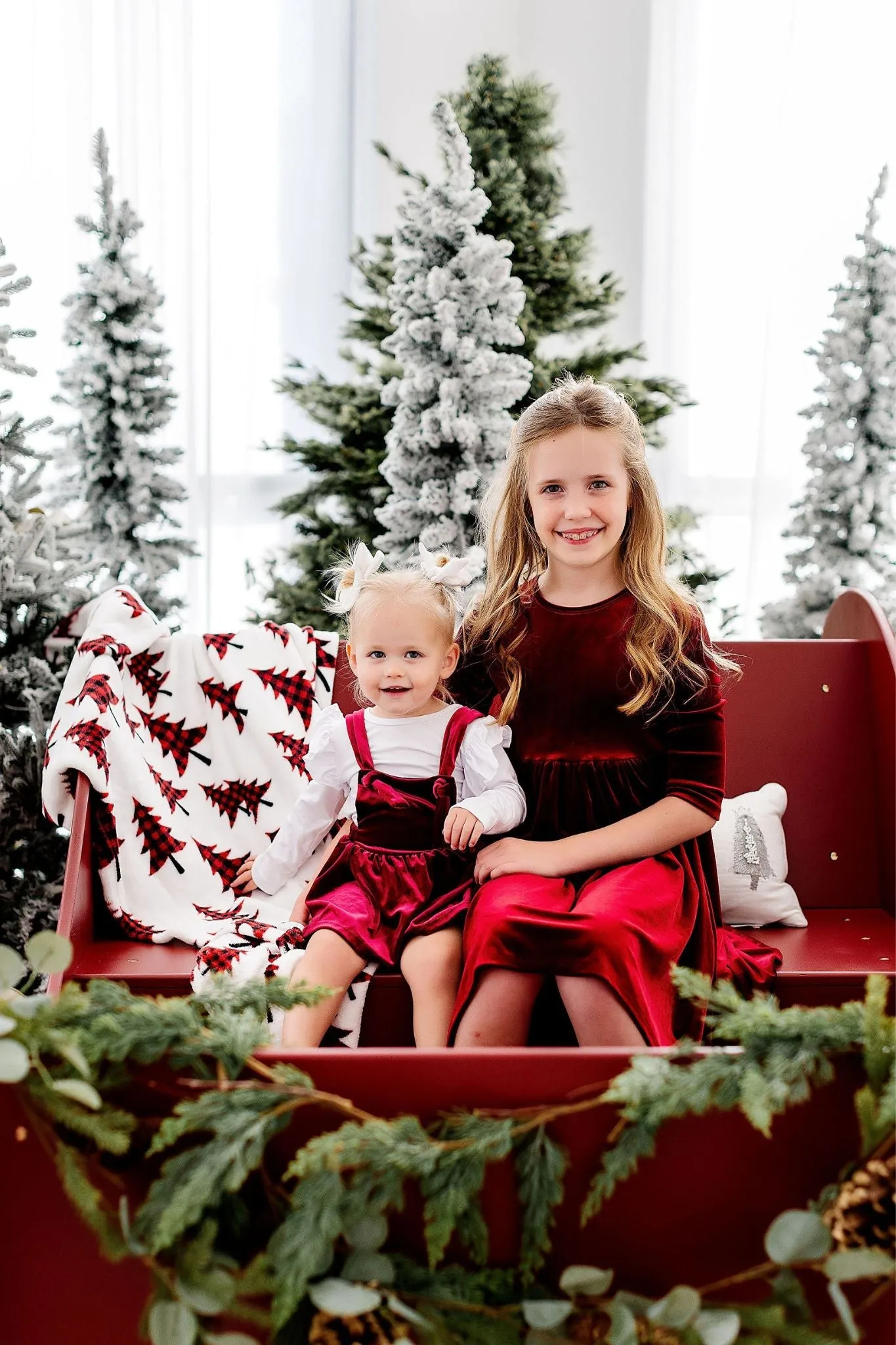 Mila & Rose Cranberry Velvet Twirl Dress