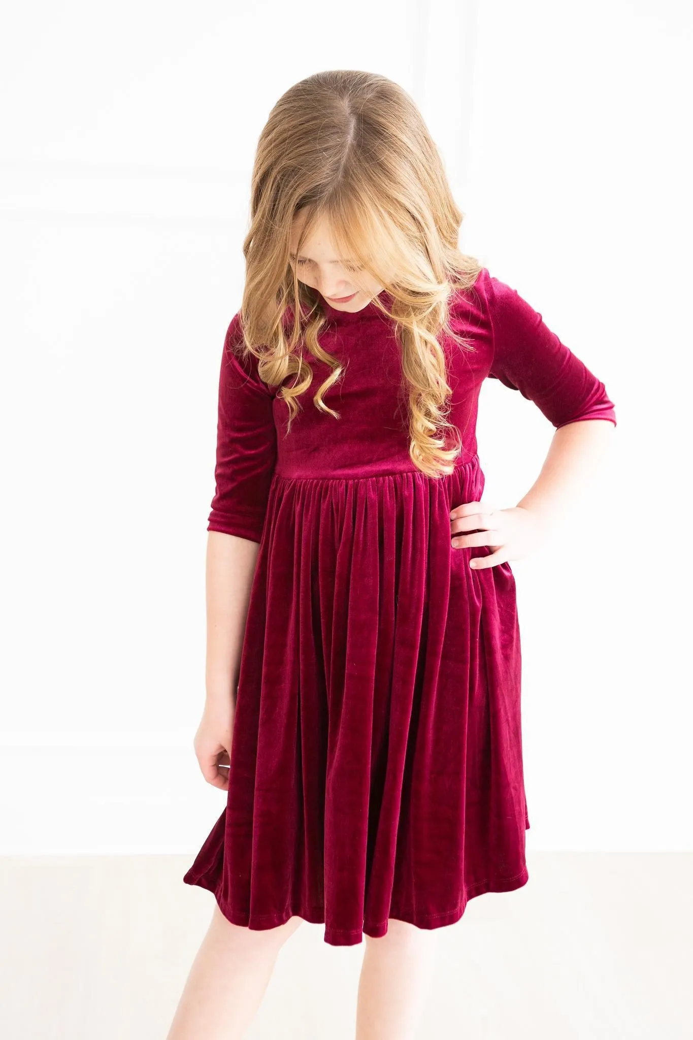 Mila & Rose Cranberry Velvet Twirl Dress