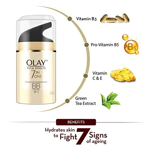 Olay Total Effects BB Cream with SPF 15 | Fights 7 Signs of Ageing | With Niacinamide and Green Tea Extracts | 50g