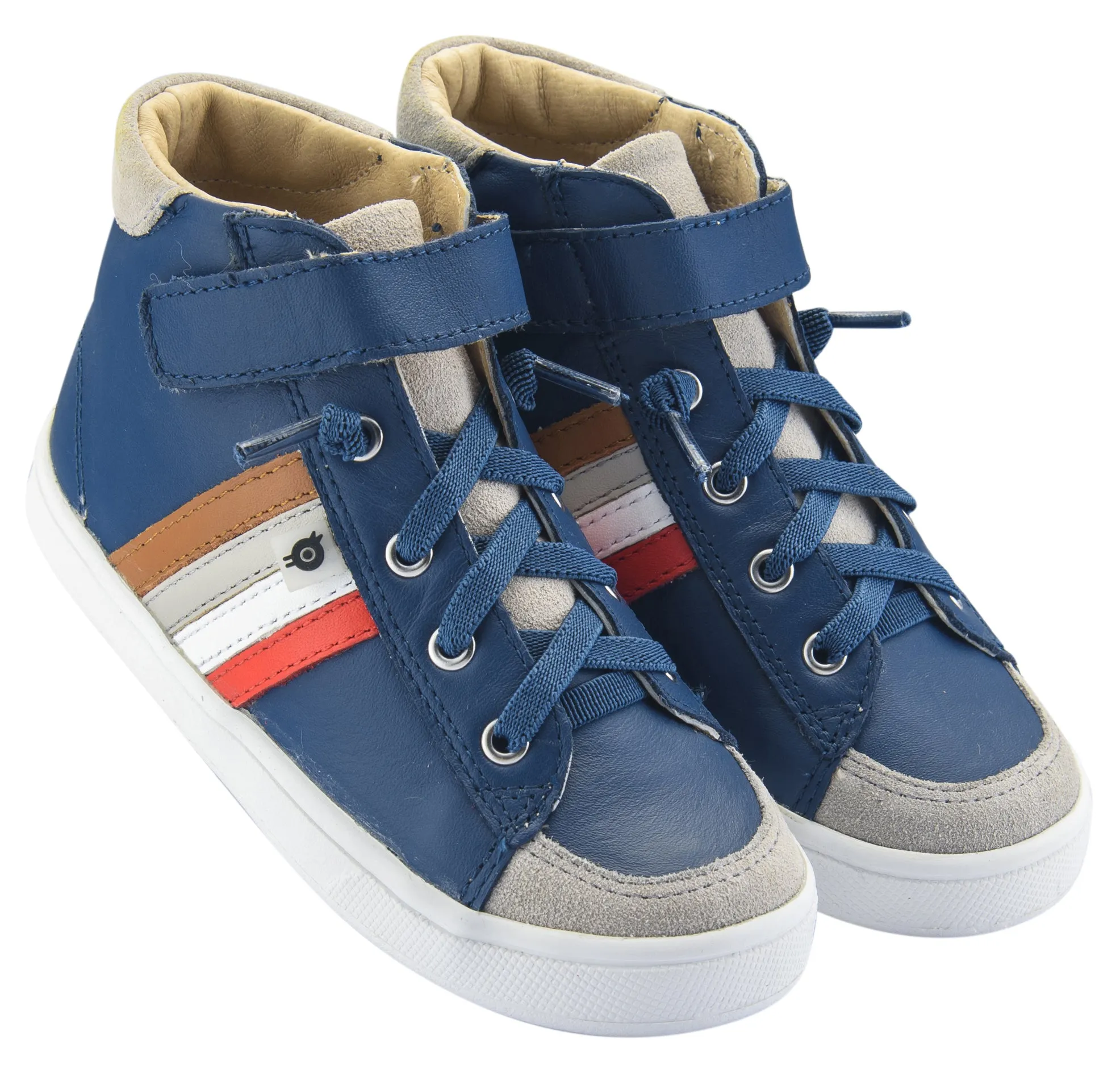 Old Soles Boy's High Top RB, Jeans/Bright Red/Snow