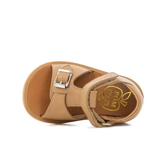 Pom D Api Unisex Nubuck Camel Leather 'Poppy Easy' Sandals