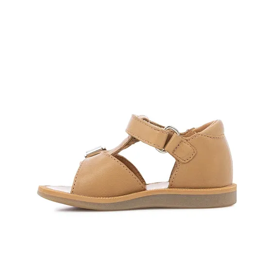 Pom D Api Unisex Nubuck Camel Leather 'Poppy Easy' Sandals
