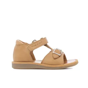 Pom D Api Unisex Nubuck Camel Leather 'Poppy Easy' Sandals