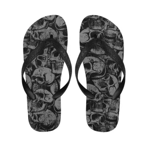 Silver Skull Flip Flops