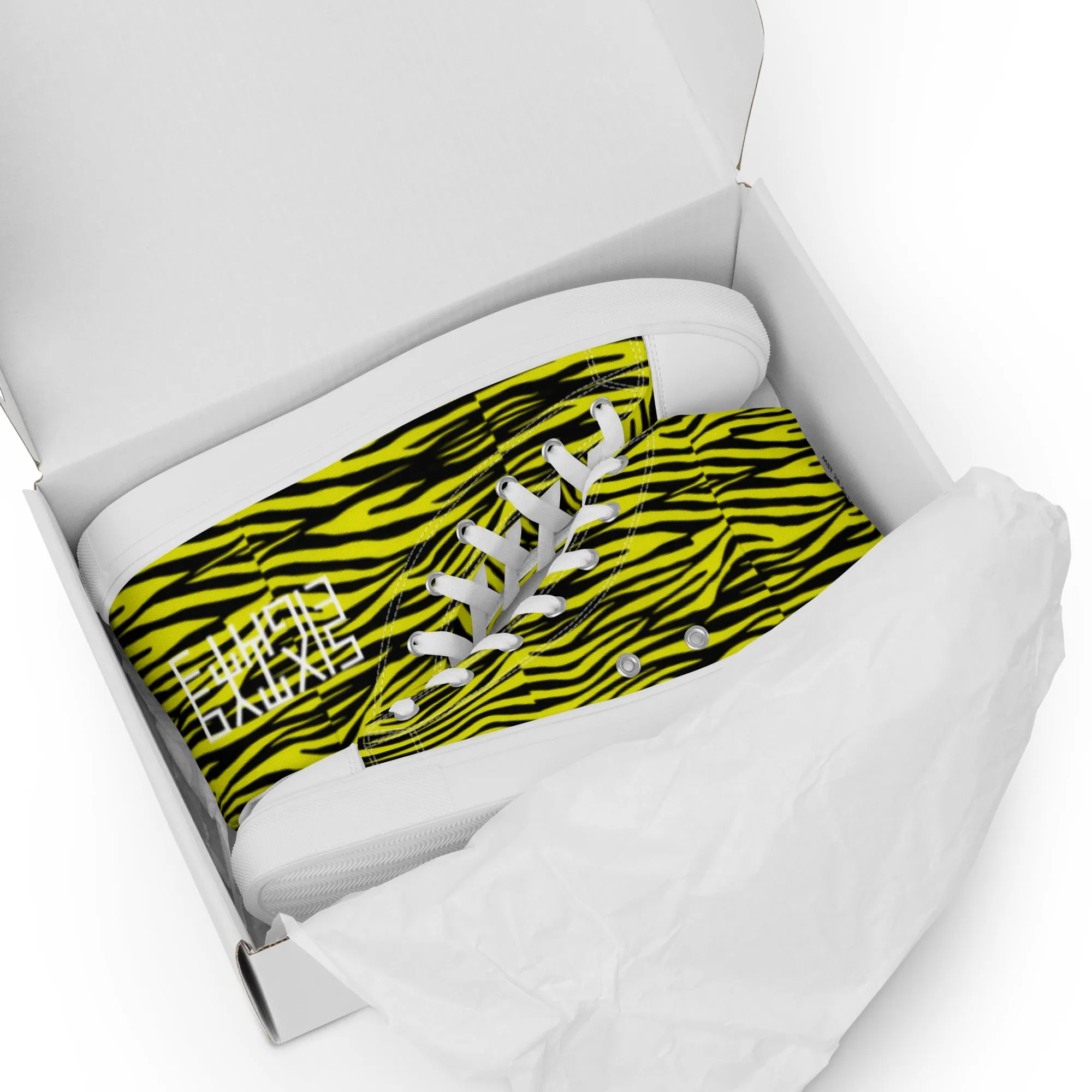 Sixty Eight 93 Logo White Zebra Black Lemonade Men's High Top Shoes