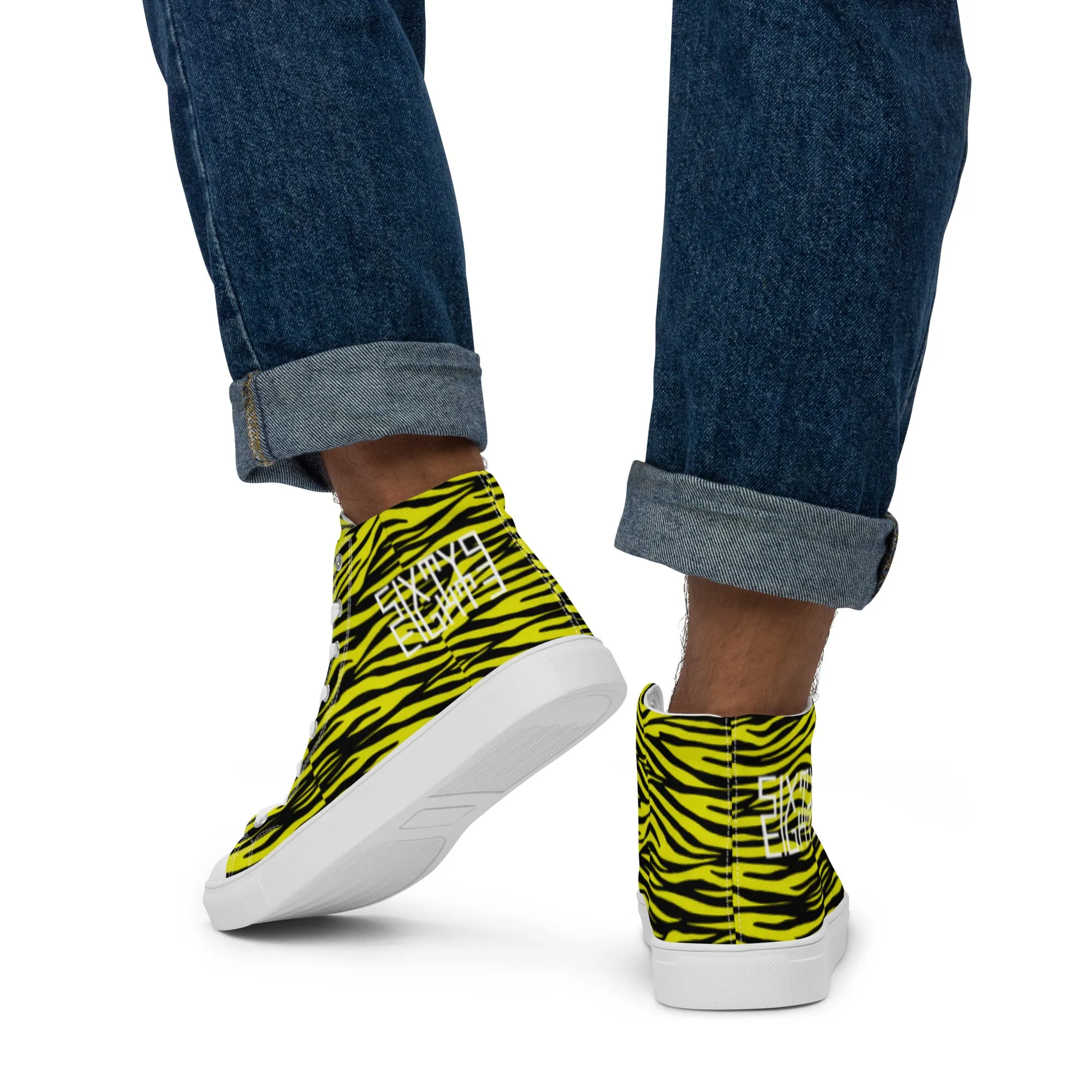 Sixty Eight 93 Logo White Zebra Black Lemonade Men's High Top Shoes